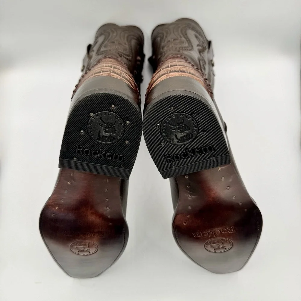 Rock'em Boots‎ Men's Size 9 Brown Bovine Leather Pointed Toe